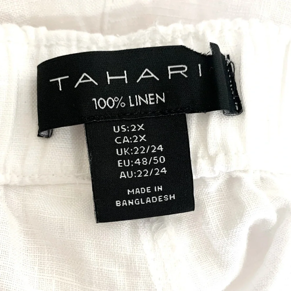 TAHARI 100% LINEN White Pull-On Shorts Size 2X NEW - Picture 4 of 5